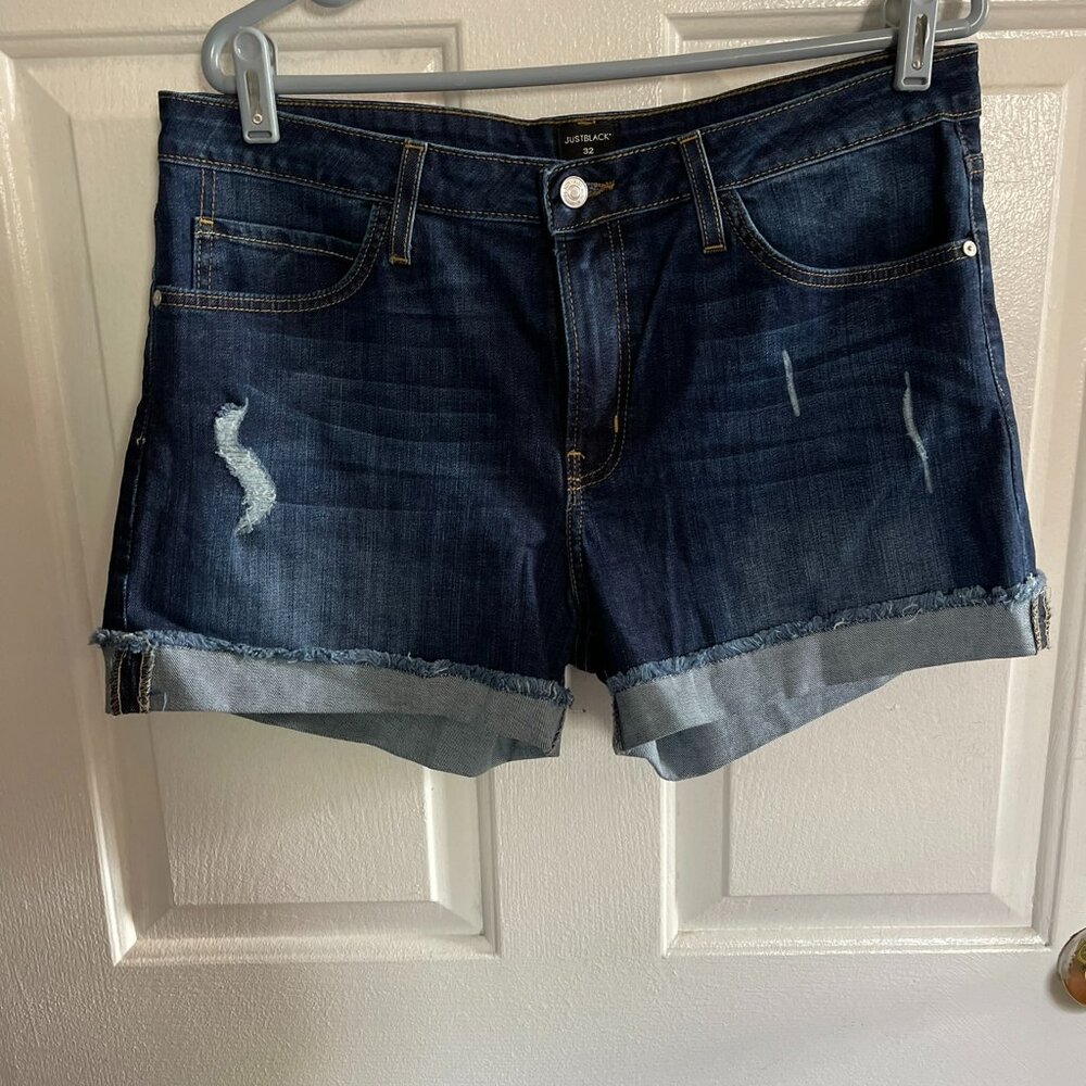 Womens Just Black's Romeo Distressed Cuffed Frayed Hem Denim Short